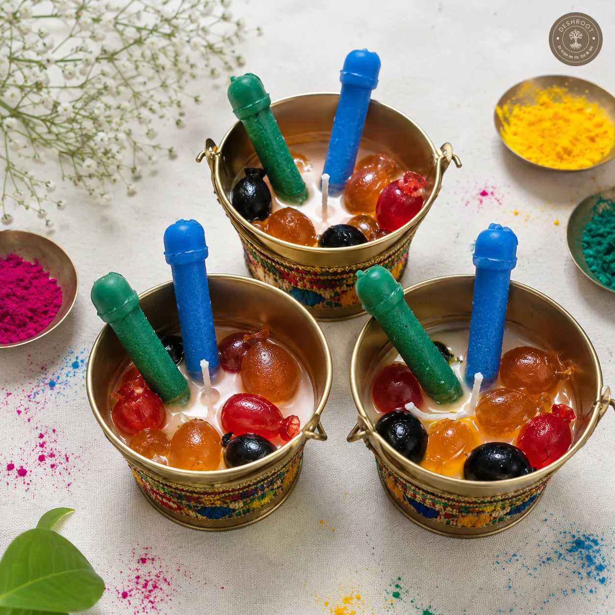 Holi Balloon Bucket Candle