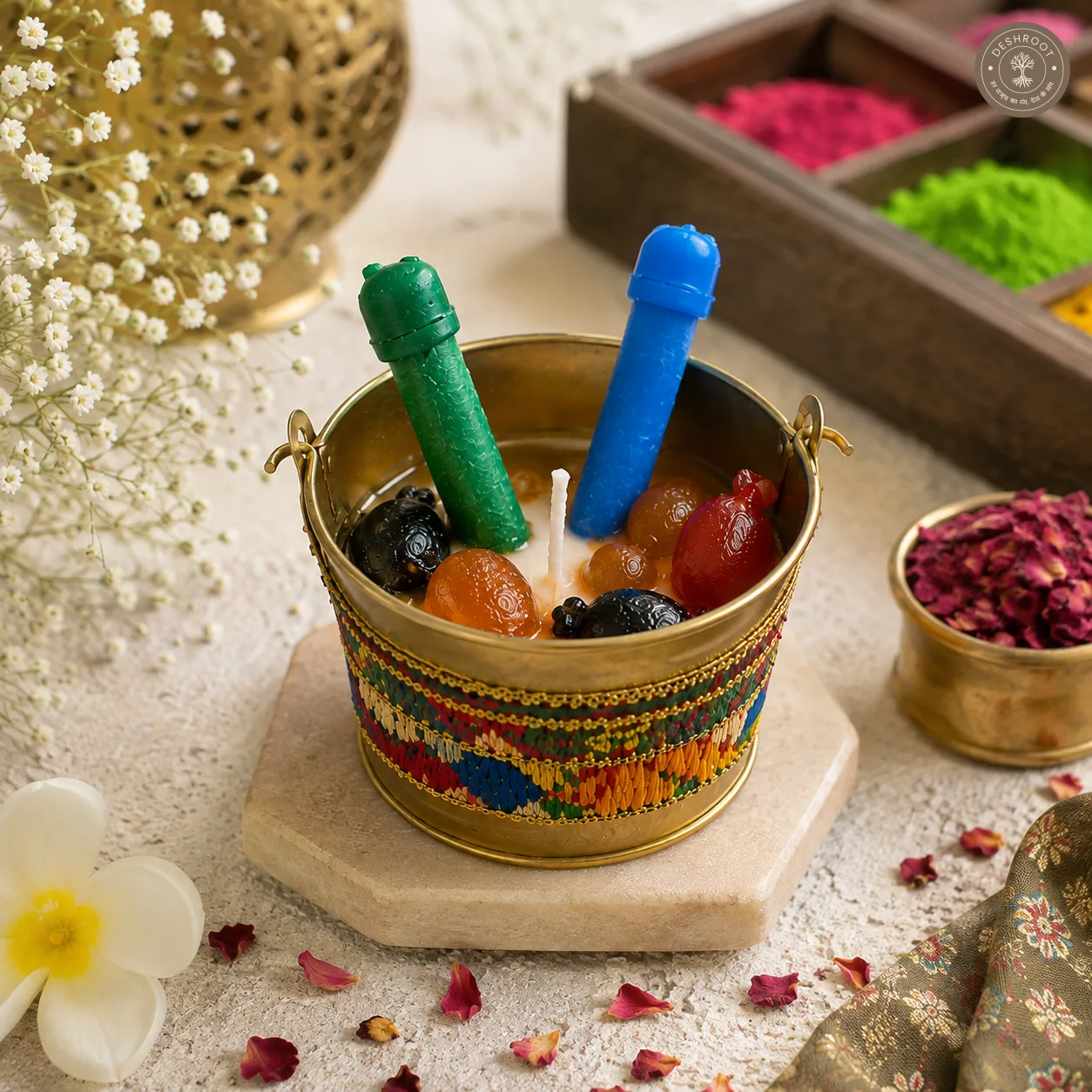 Holi Balloon Bucket Candle