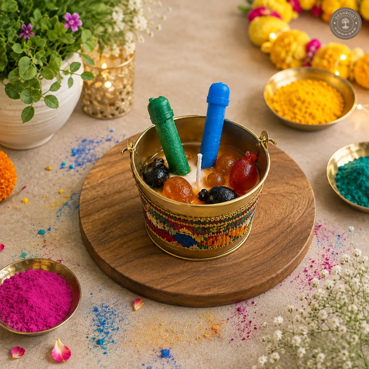 Holi Balloon Bucket Candle