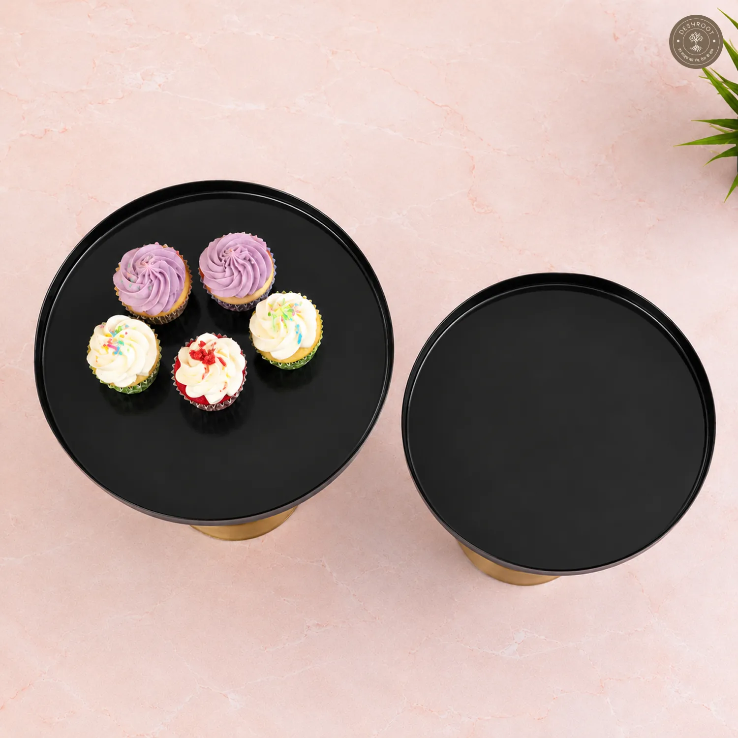 Capsule Black & Gold Buffet Riser Set of 2