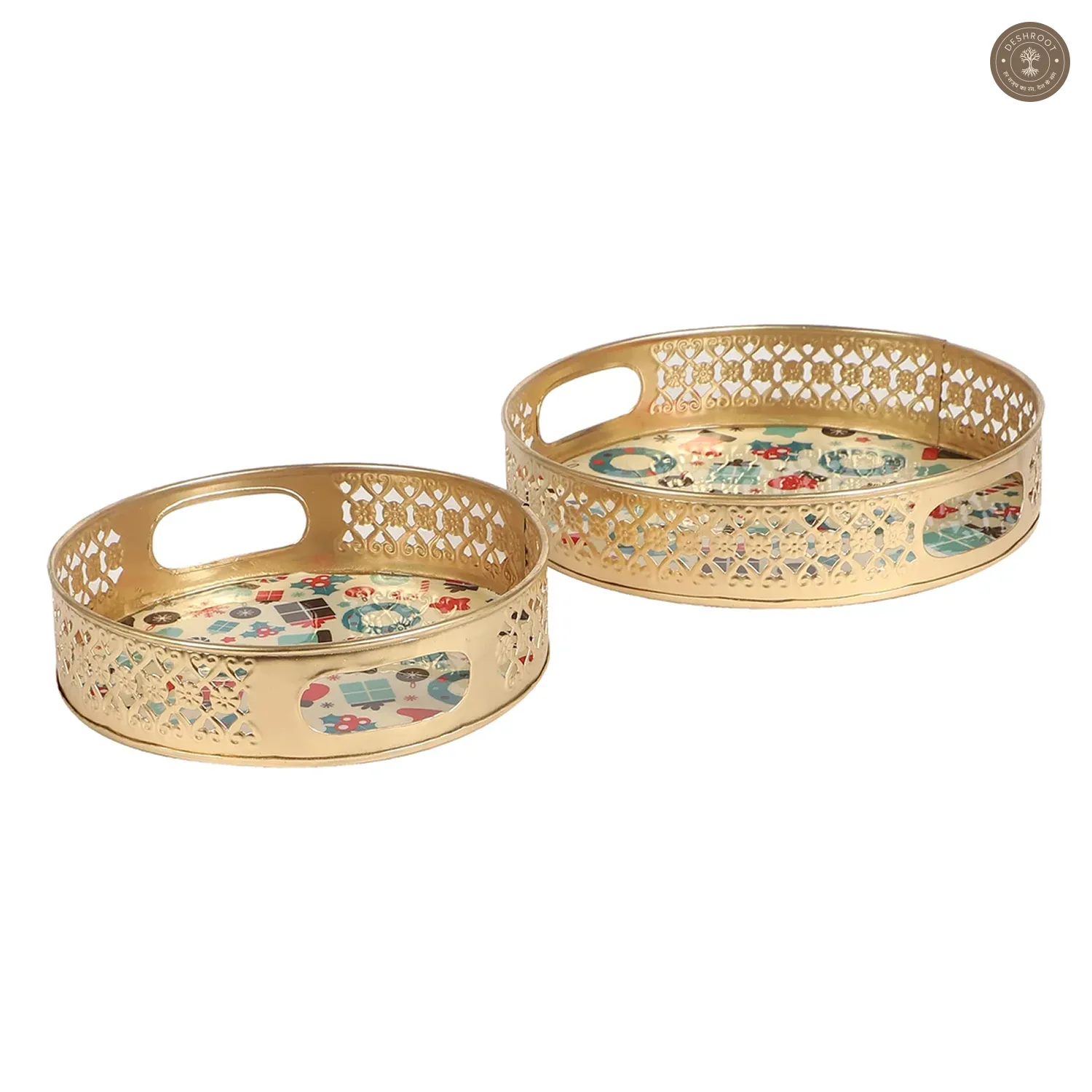 Christmas Ring Metal Basket Set of 2