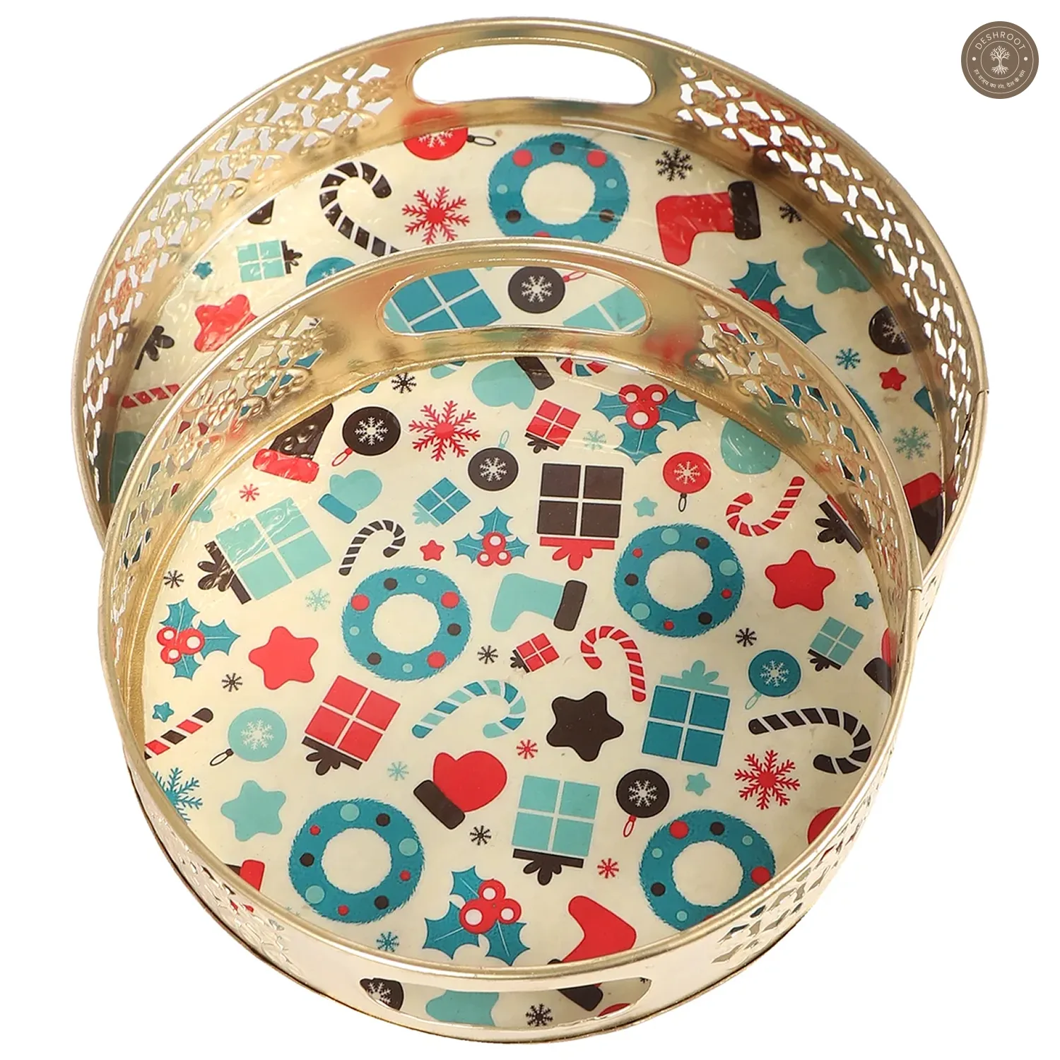 Christmas Ring Metal Basket Set of 2
