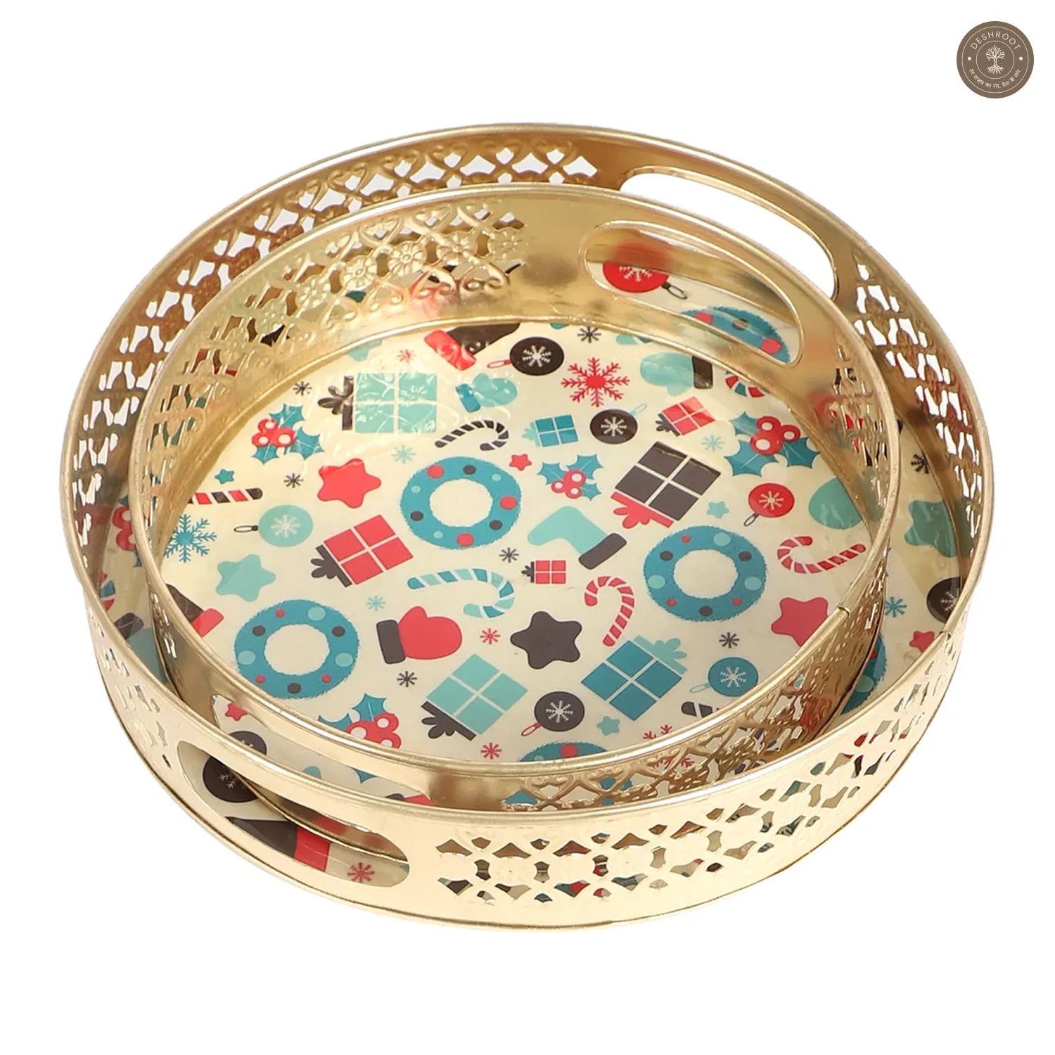 Christmas Ring Metal Basket Set of 2