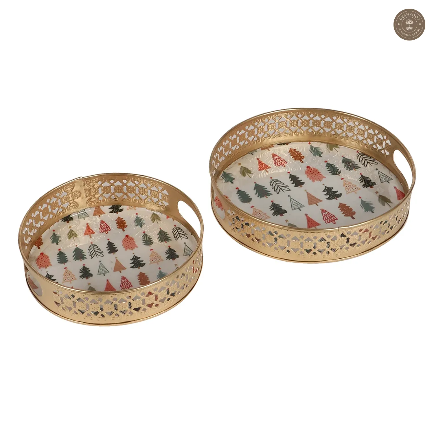 Christmas Tree Metal Basket Set of 2