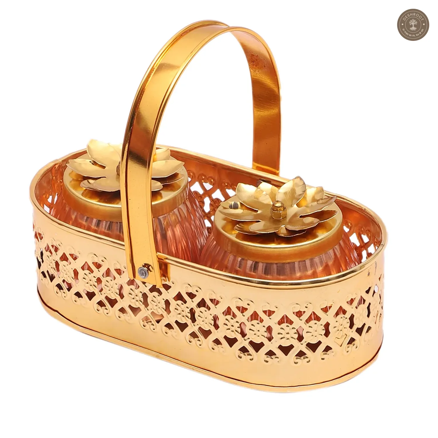 Metal Basket With Jars Set of 3