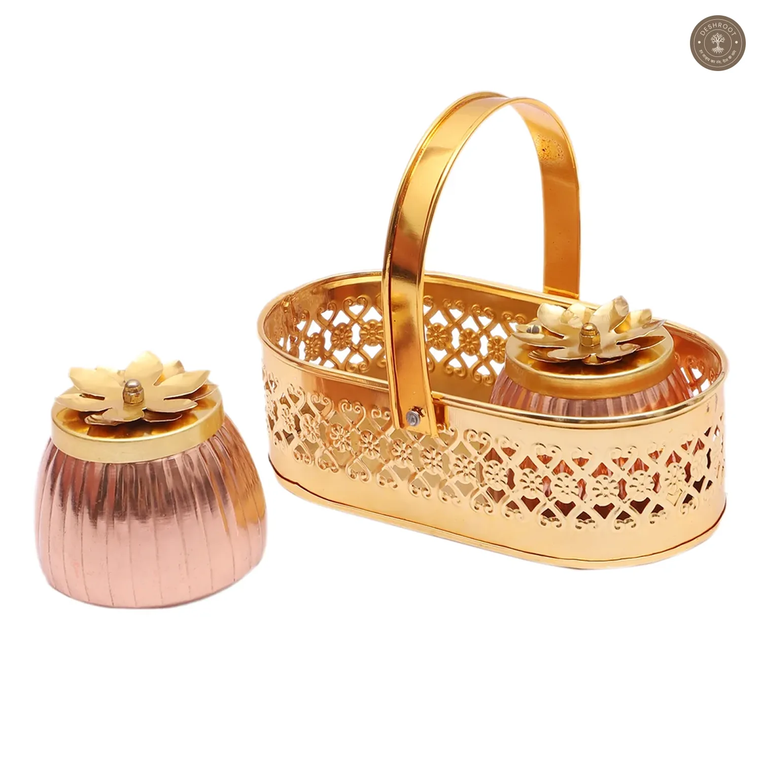 Metal Basket With Jars Set of 3