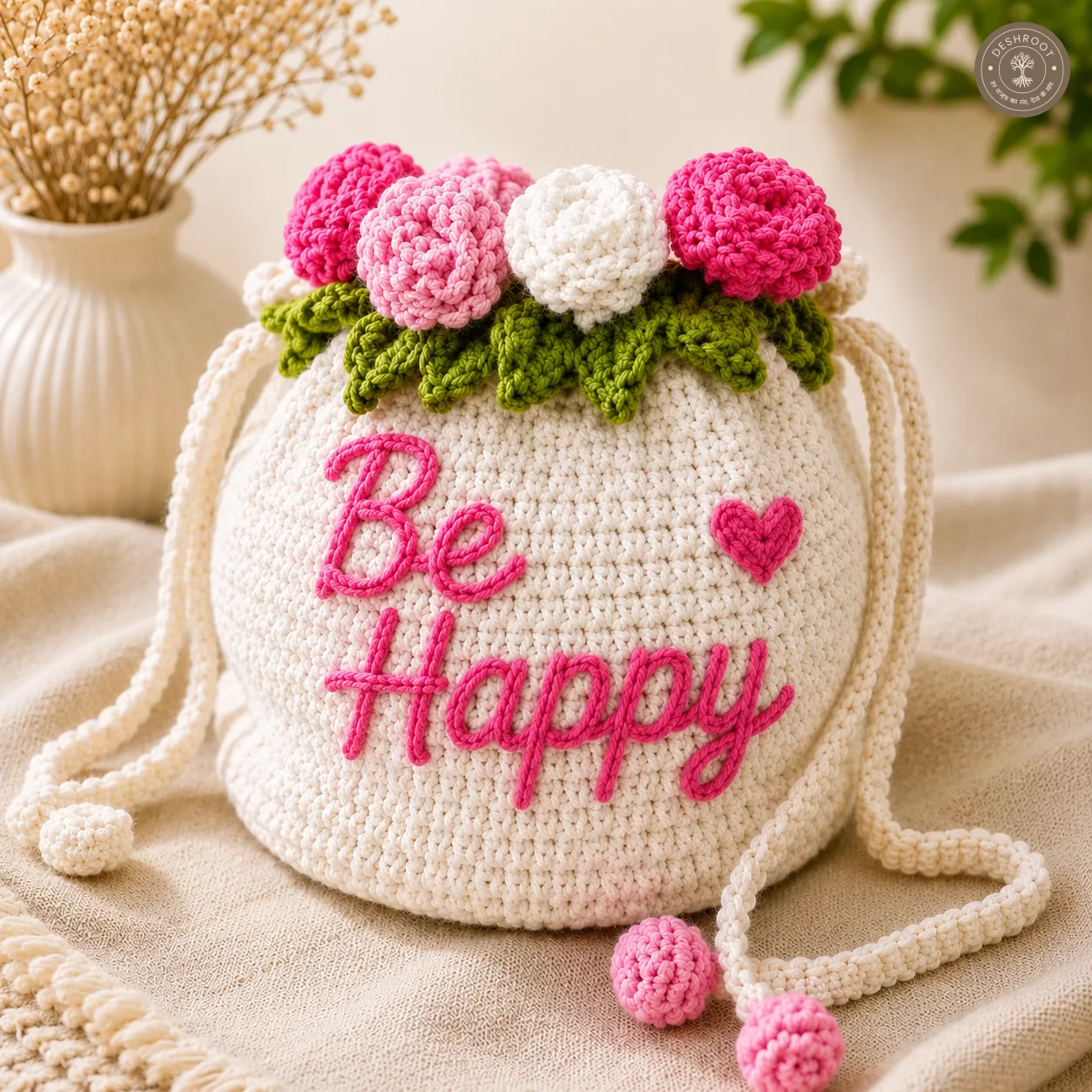 Personalized Handmade Crochet Name Potli Bag