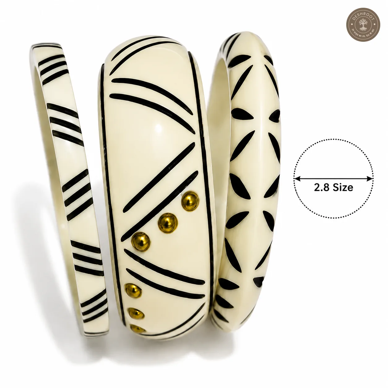 Handcrafted White Resin Bangle Set for Women (Set of 3)