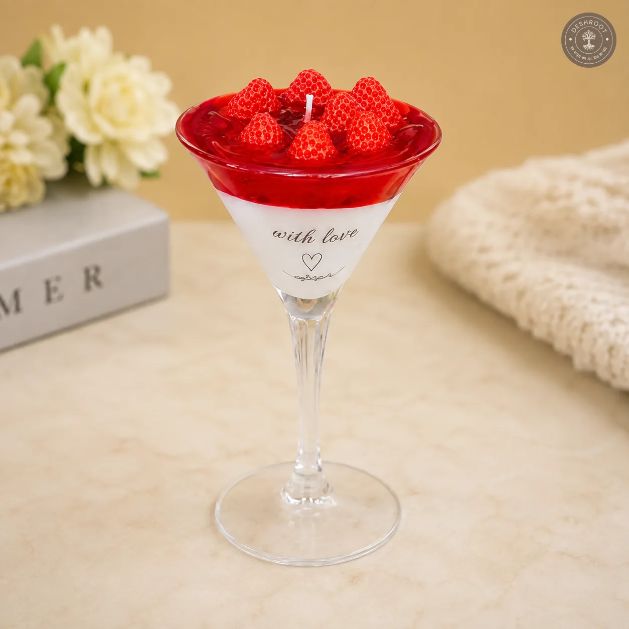 Strawberry Dessert Glass Candle