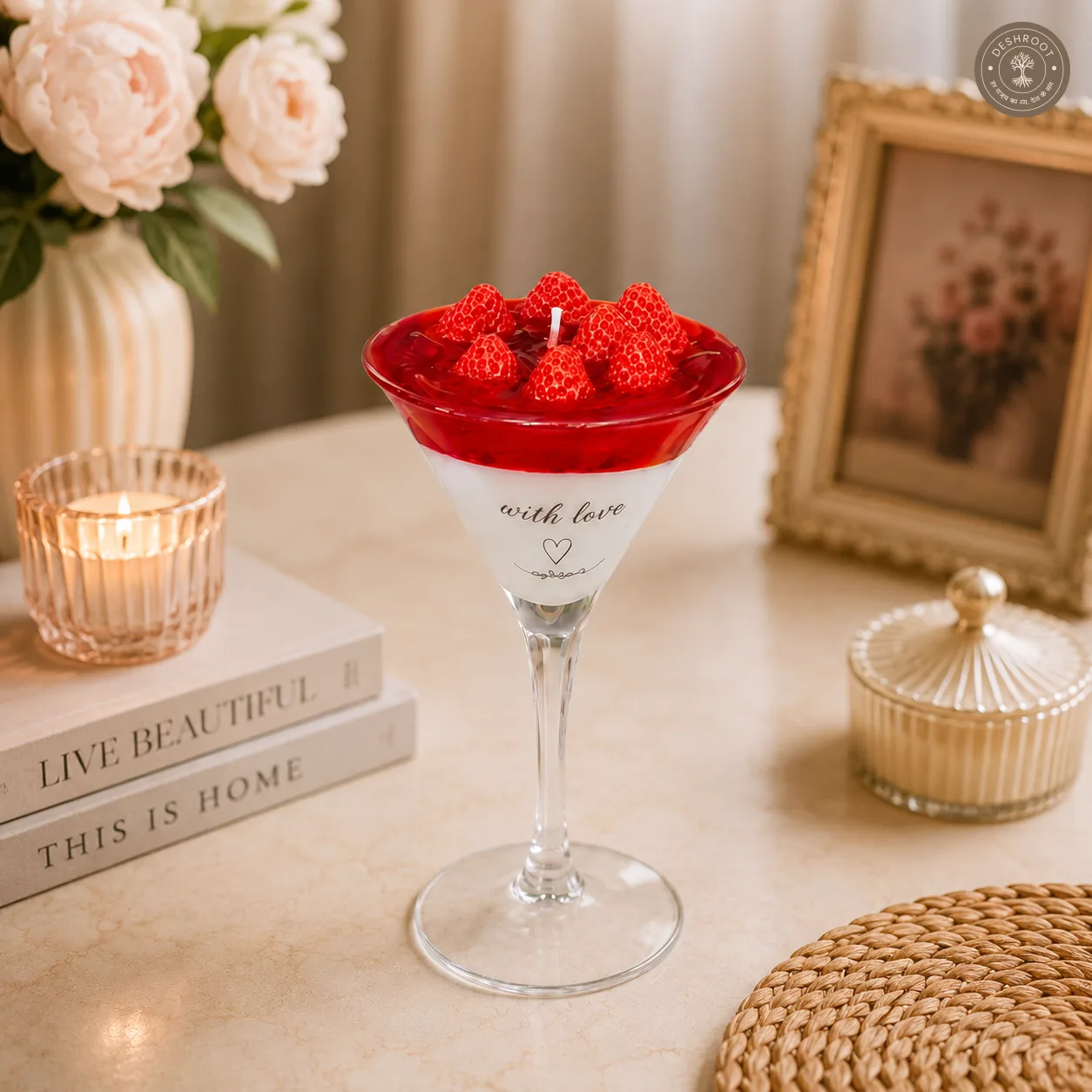 Strawberry Dessert Glass Candle