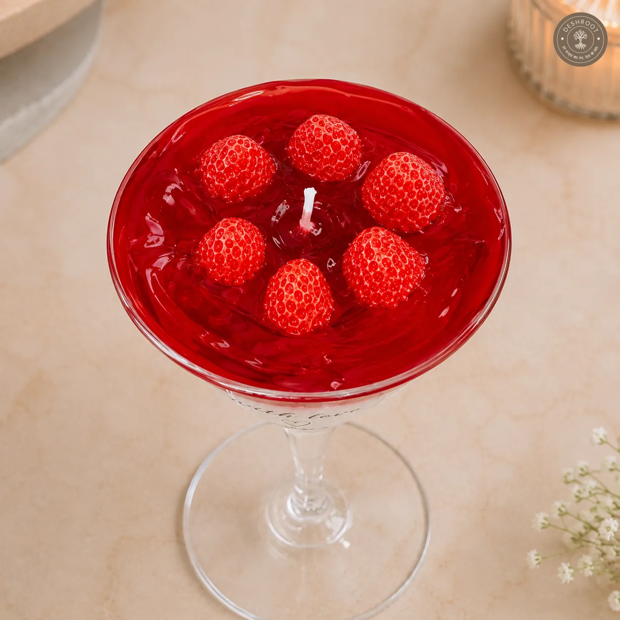 Strawberry Dessert Glass Candle