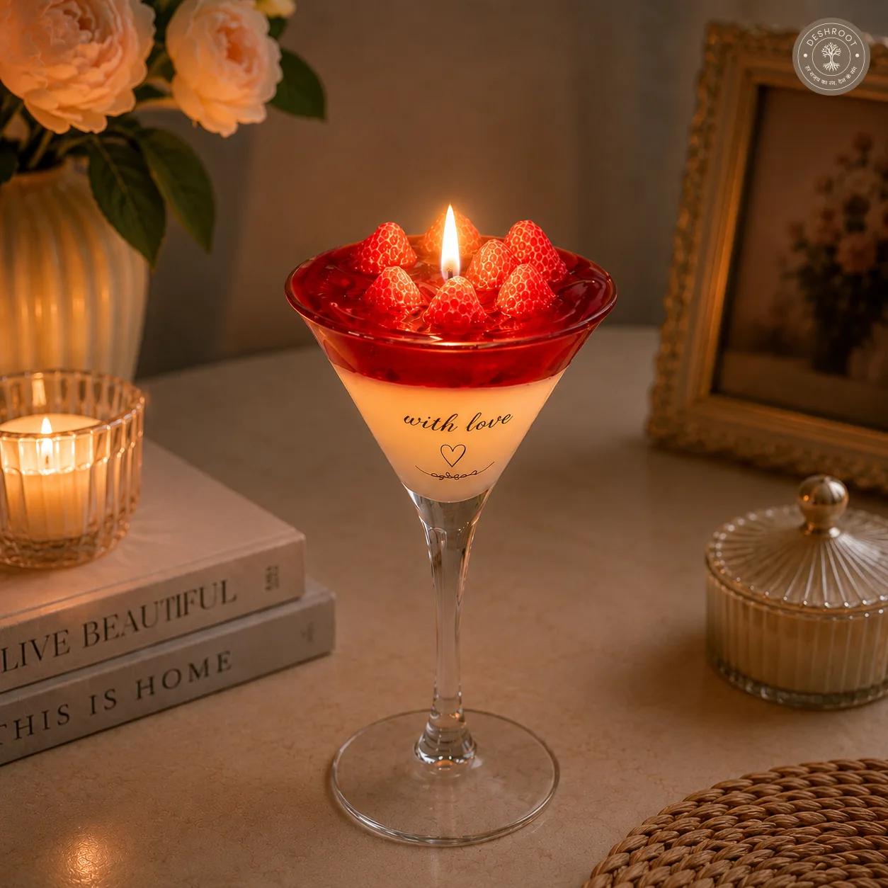 Strawberry Dessert Glass Candle