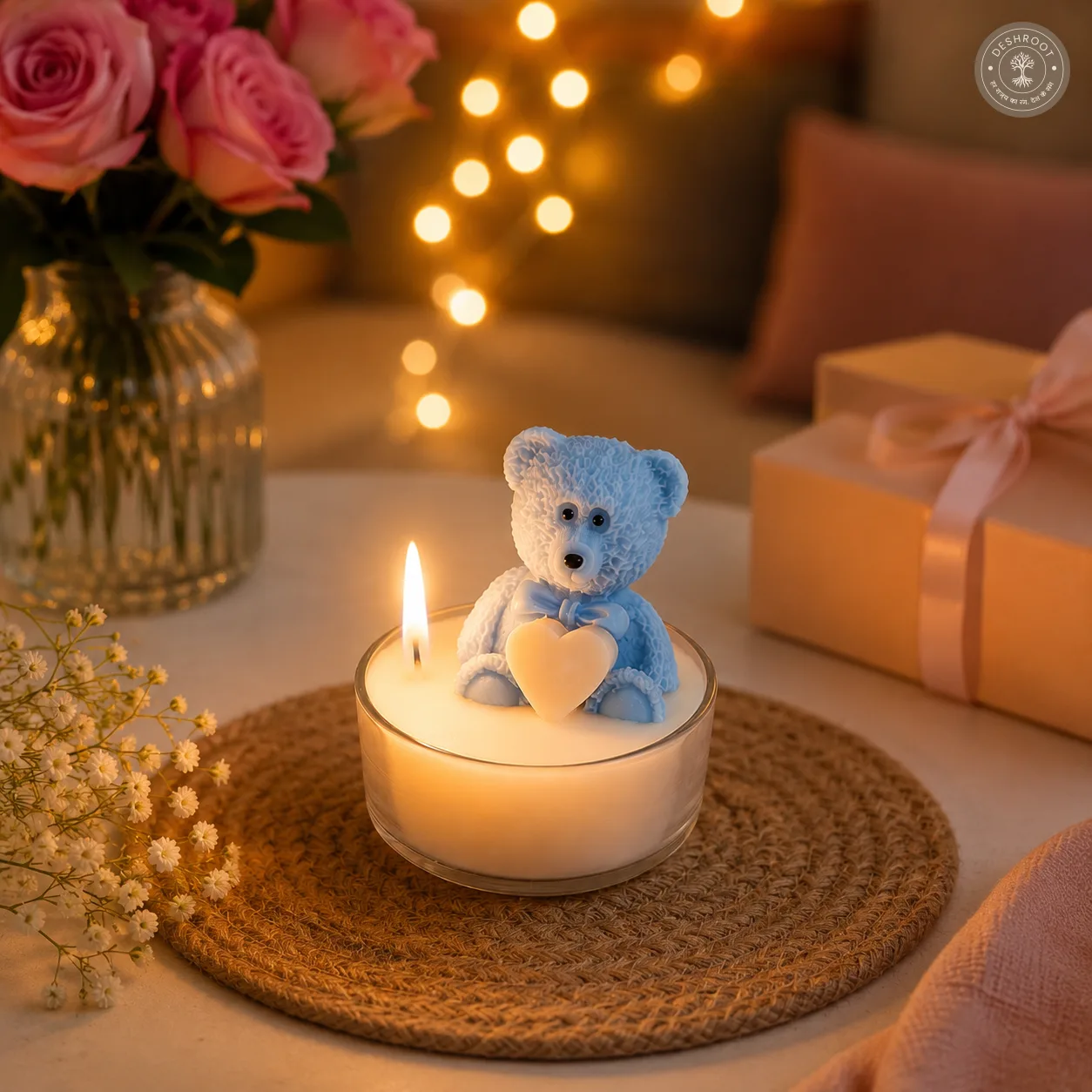 Cutie-Pie Teddy Heart Candle