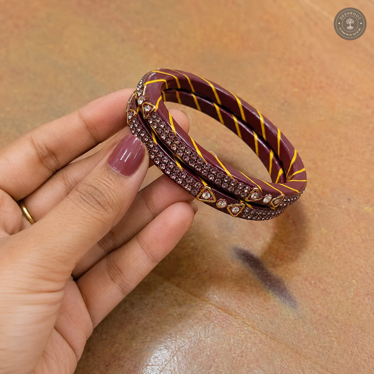 Royal Plum Crystal Designer Bangle Set