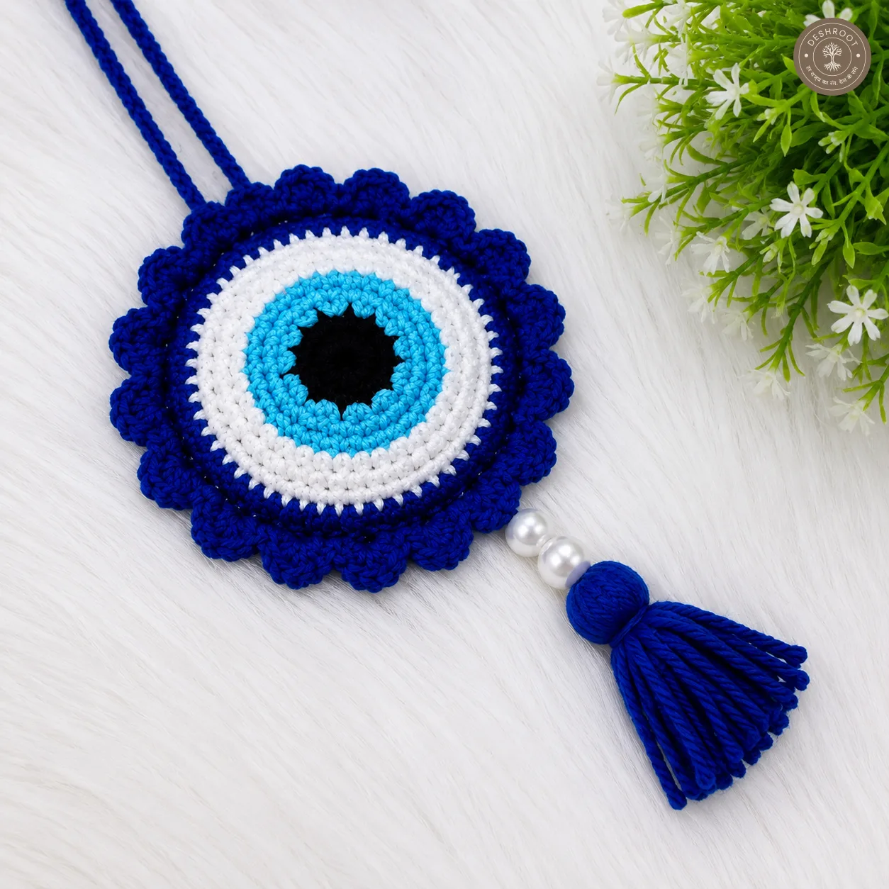 Handmade Crochet Evil Eye Car Hanging