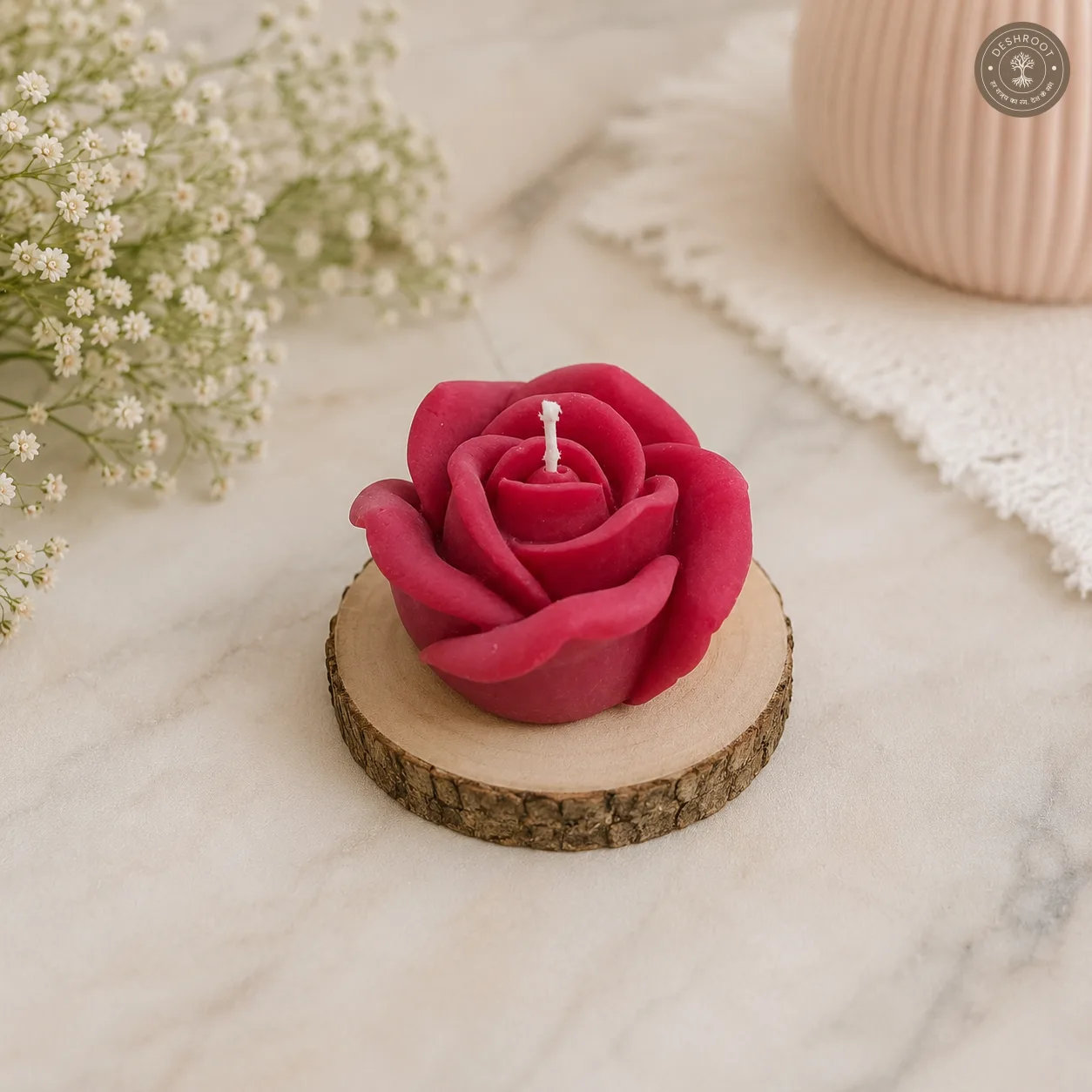 Sculpted Rose Flower Candle