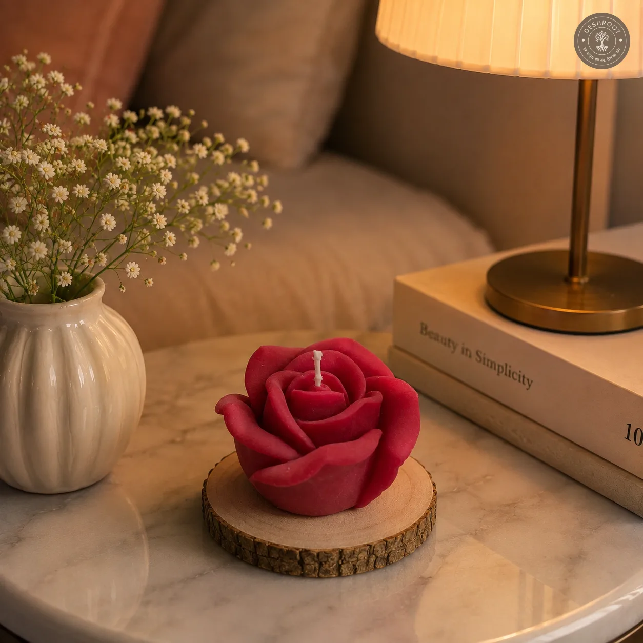 Sculpted Rose Flower Candle
