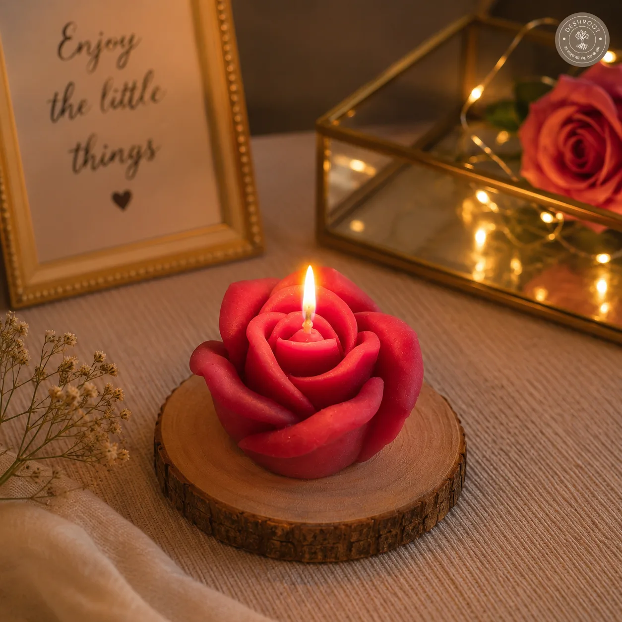 Sculpted Rose Flower Candle
