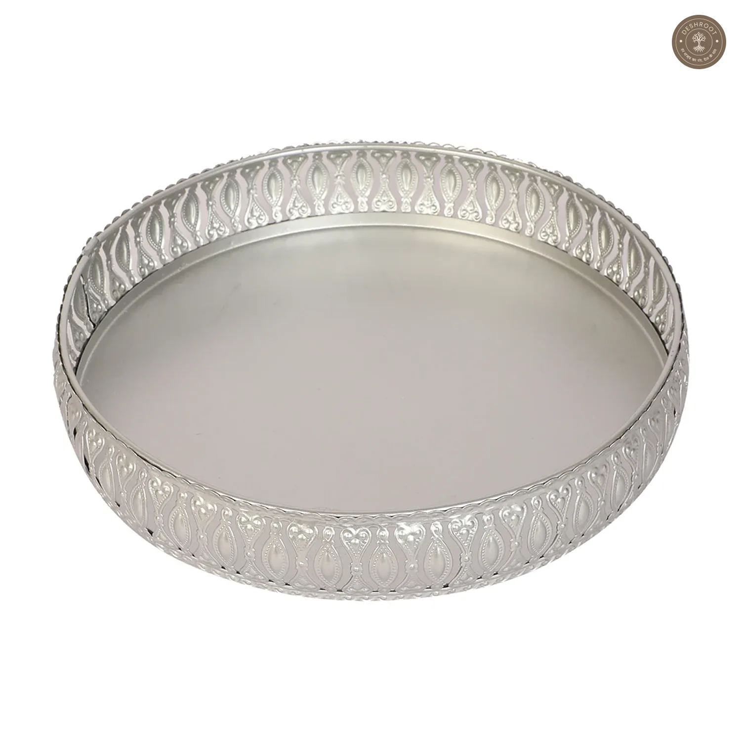 Round Etching Silver Basket Set of 3