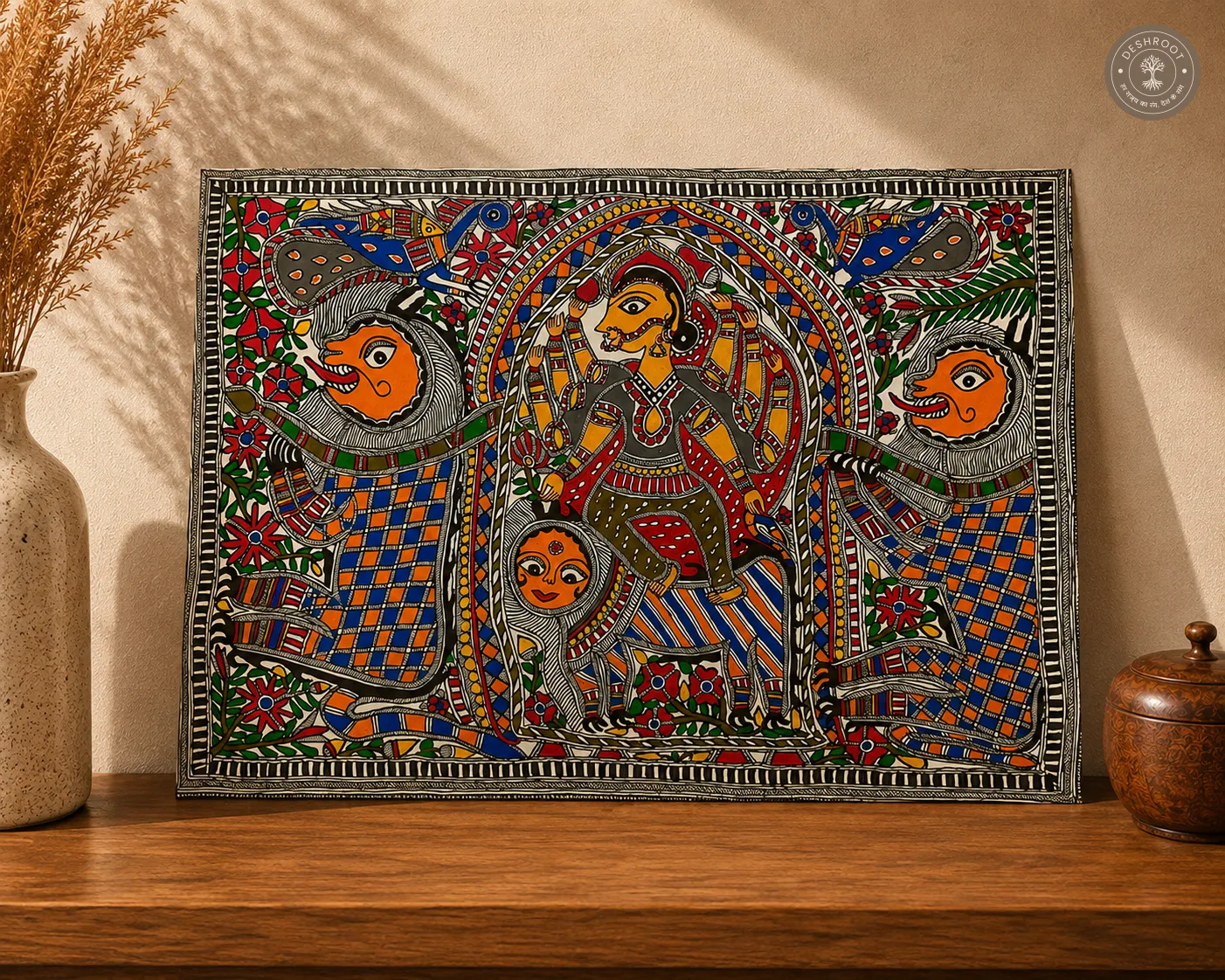 Madhubani Devi Shakti Folk Painting