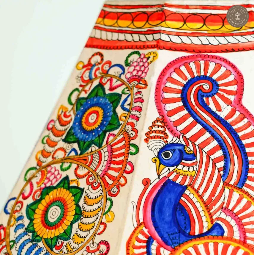 Handcrafted Multicolour Peacock Leather Table Lamp Shade – Andhra Pradesh