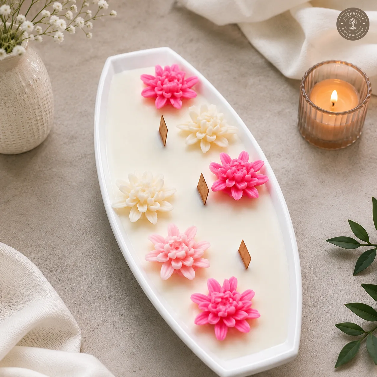 Luxury Floral Multi-Wick Tray Candle