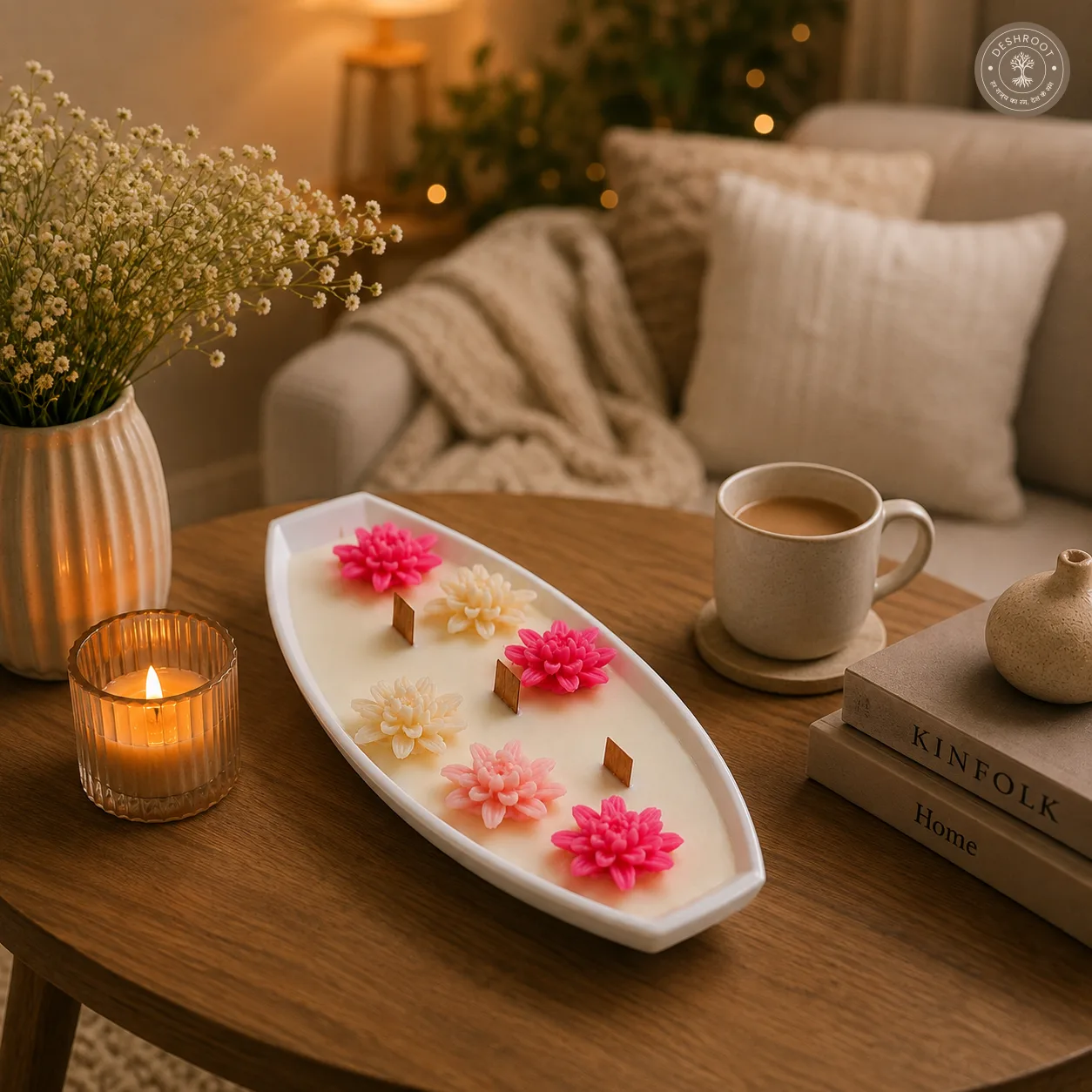 Luxury Floral Multi-Wick Tray Candle
