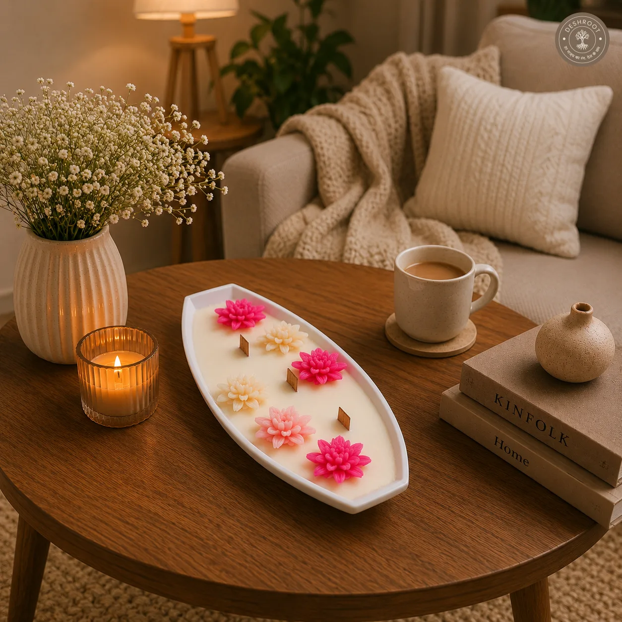 Luxury Floral Multi-Wick Tray Candle