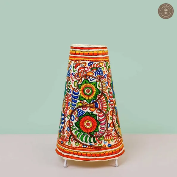 Andhra Floral Folk Art Goat Leather Table Lamp Shade