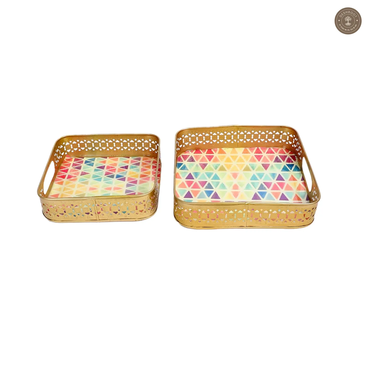 Multicolor Triangle Tray Set of 2