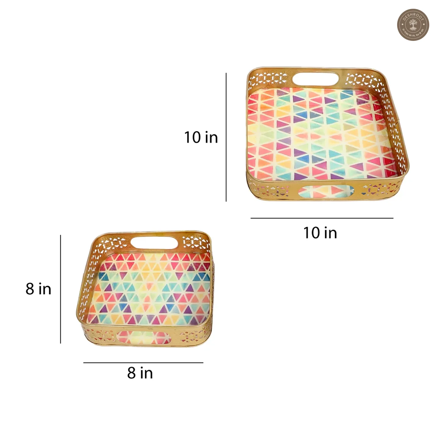 Multicolor Triangle Tray Set of 2