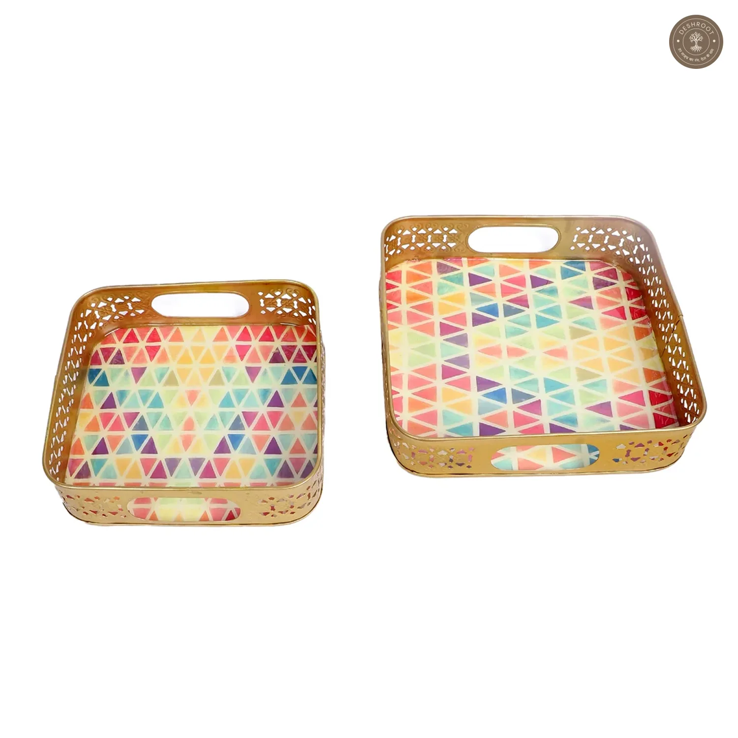 Multicolor Triangle Tray Set of 2