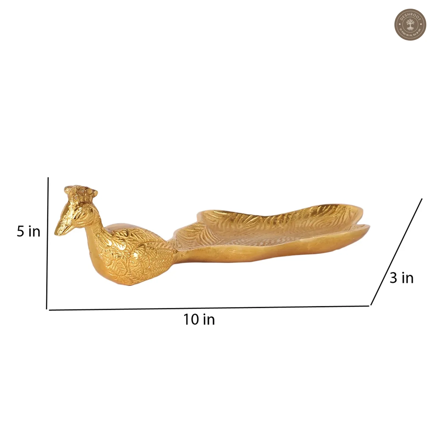 Peacock Aluminium Gold Big Gifting Platter
