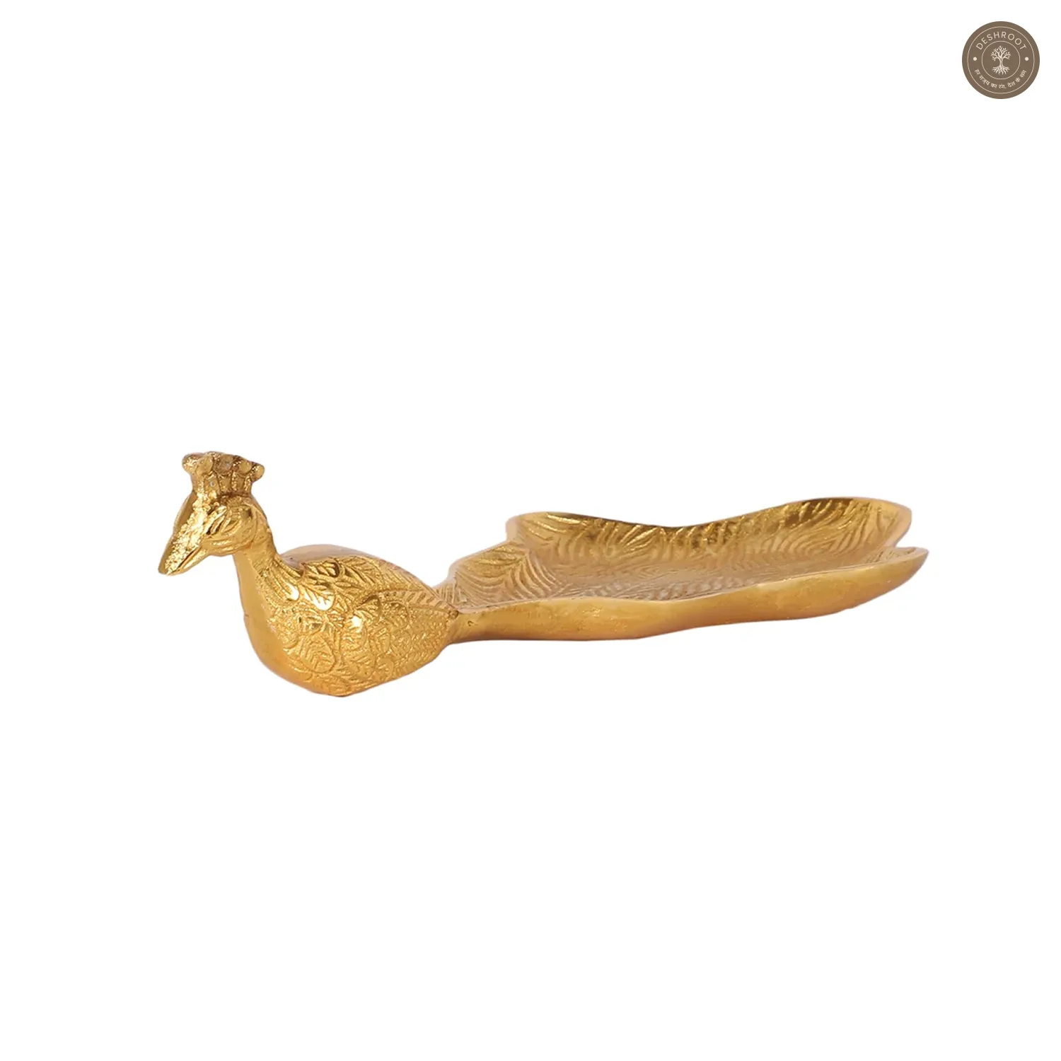 Peacock Aluminium Gold Big Gifting Platter