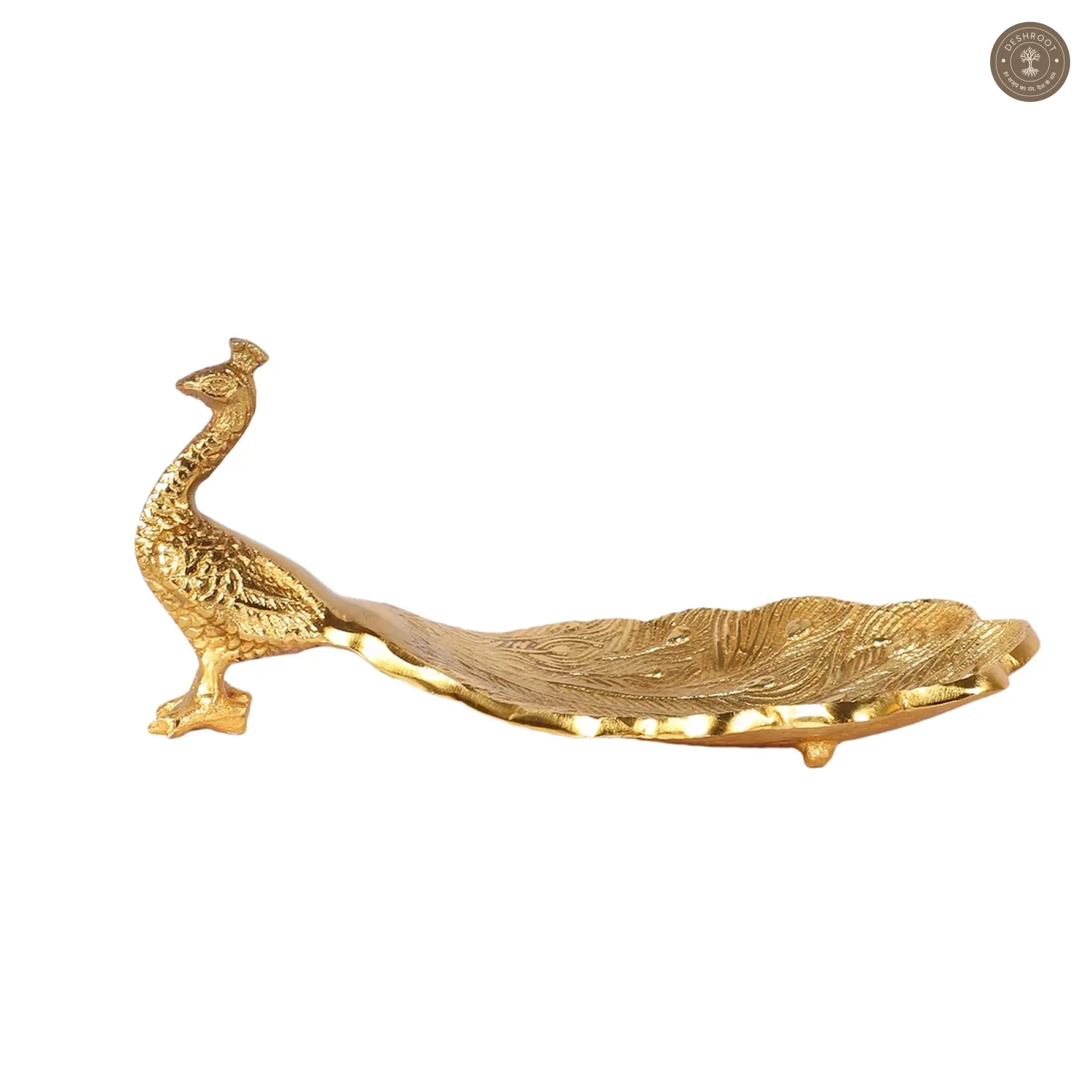Peacock Aluminium Gold Small Gifting Platter