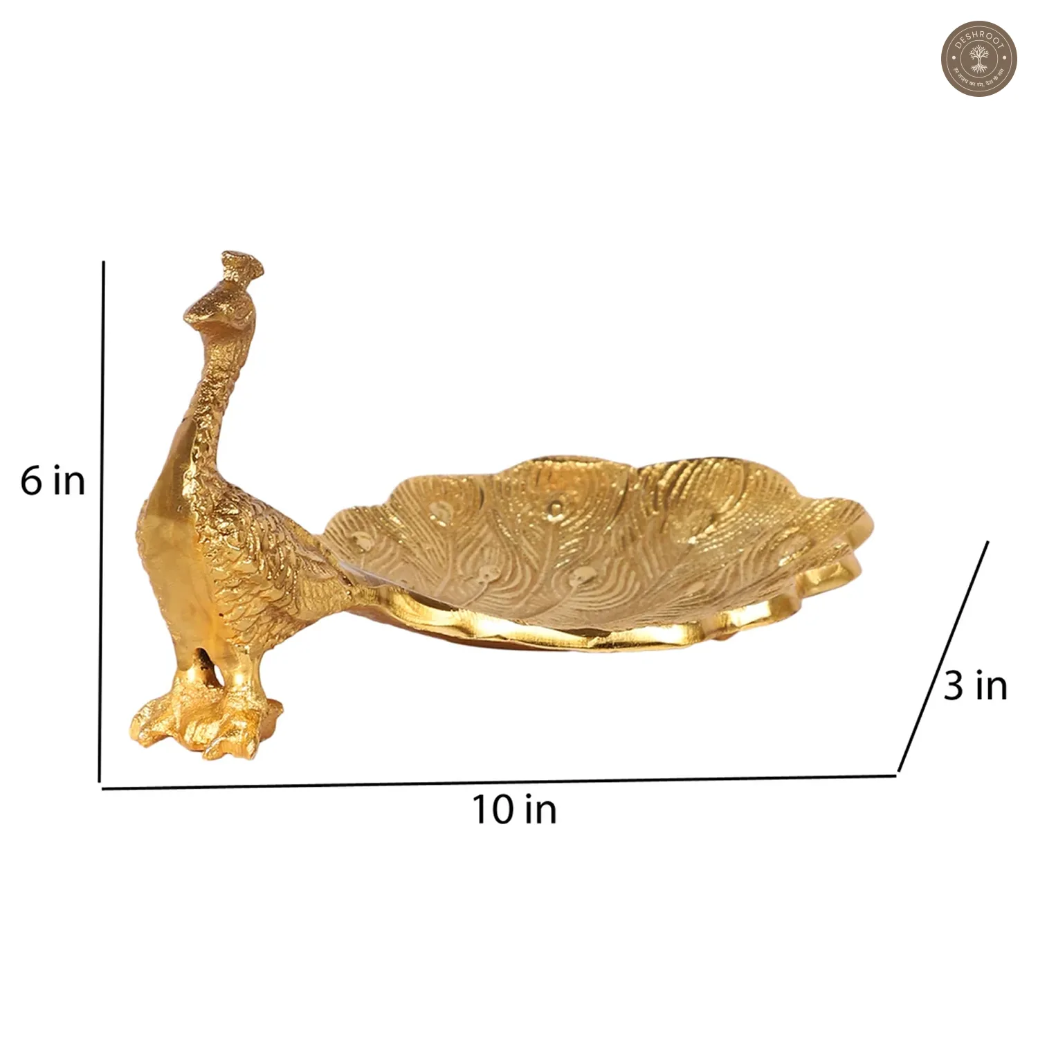 Peacock Aluminium Gold Small Gifting Platter