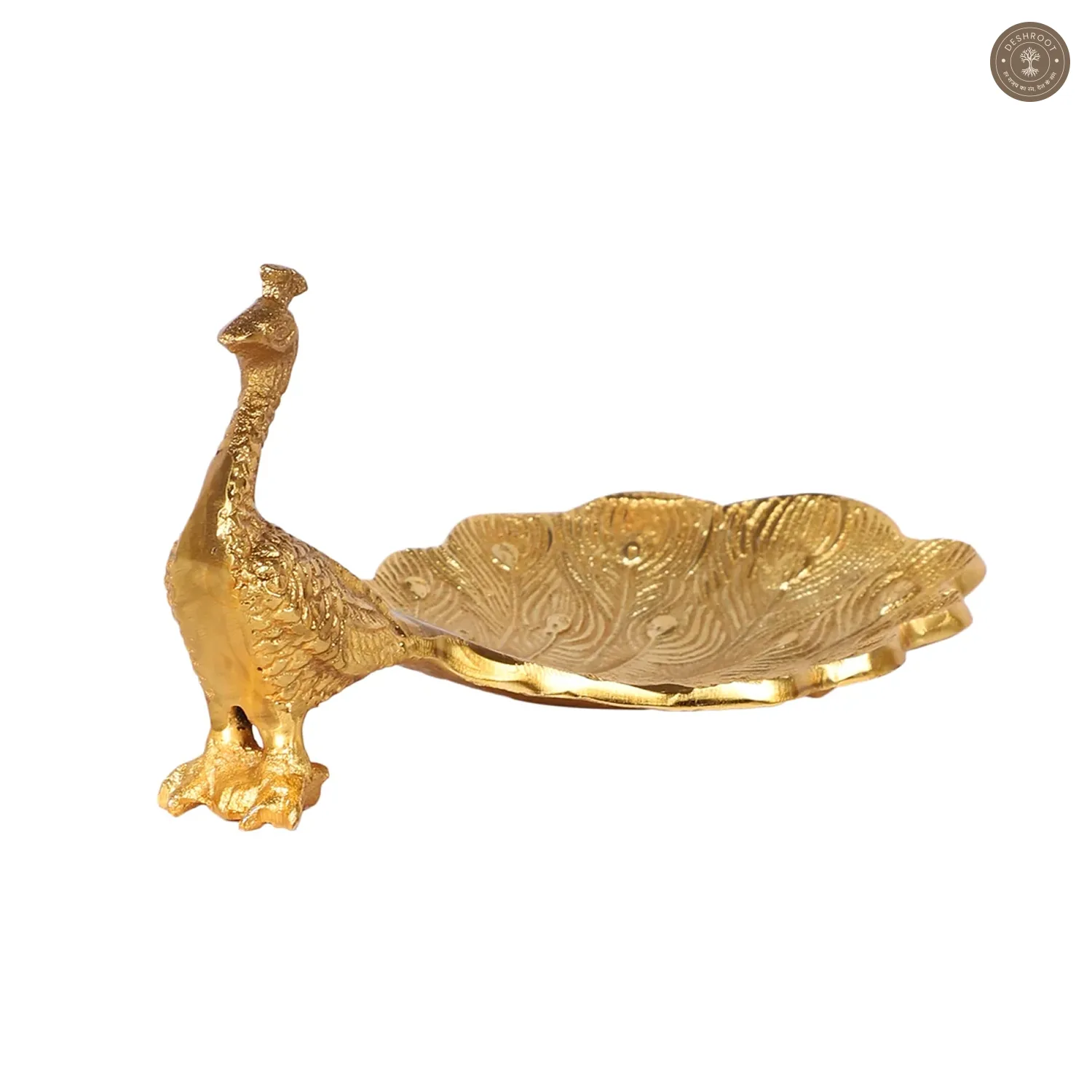 Peacock Aluminium Gold Small Gifting Platter