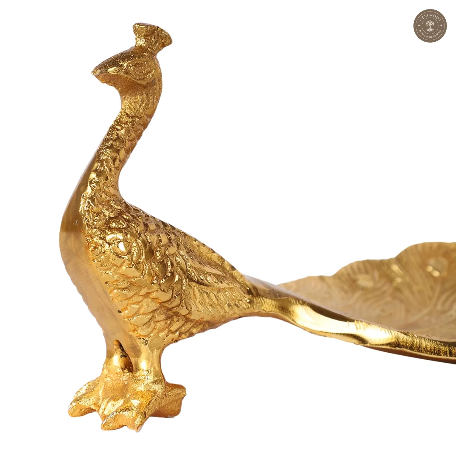 Peacock Aluminium Gold Small Gifting Platter