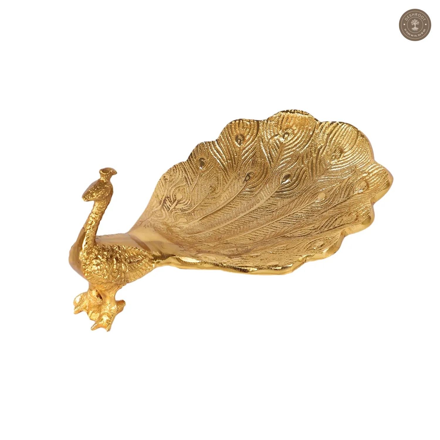 Peacock Aluminium Gold Small Gifting Platter