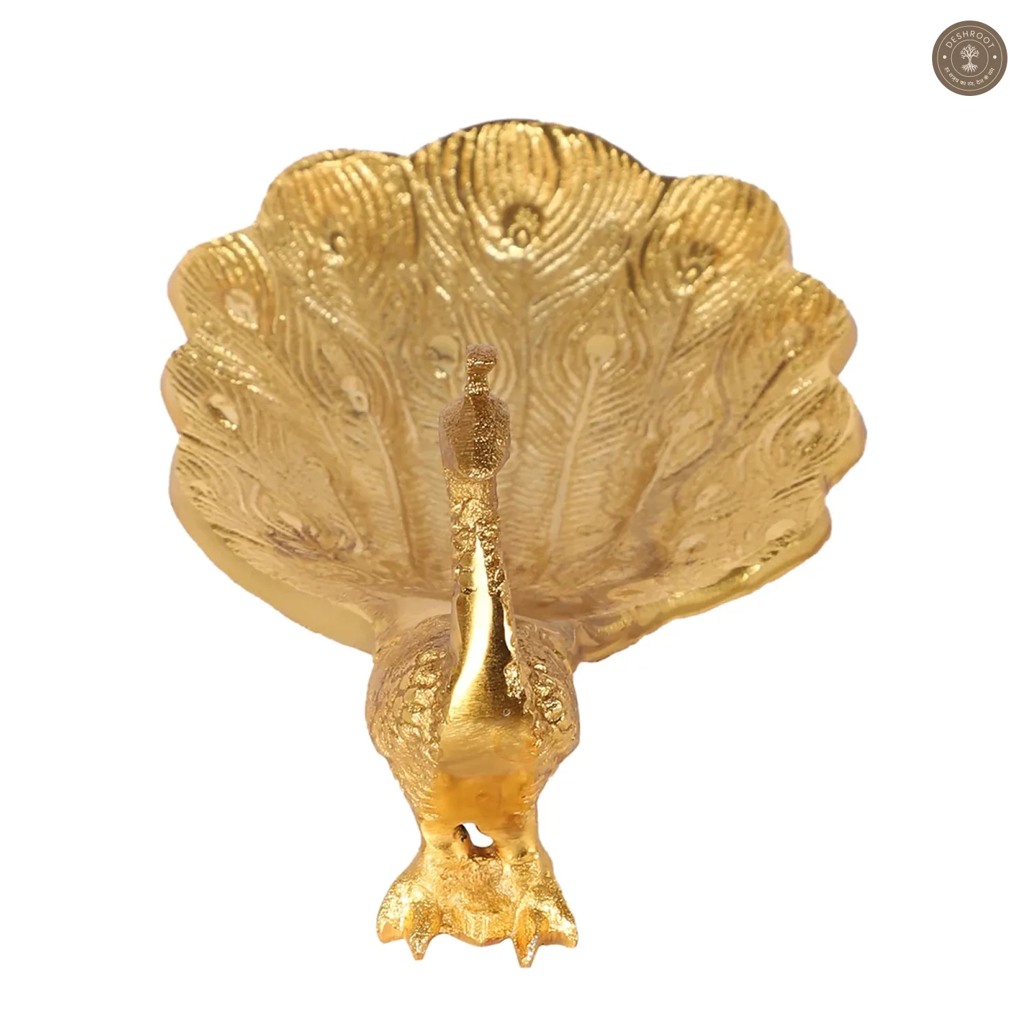 Peacock Aluminium Gold Small Gifting Platter