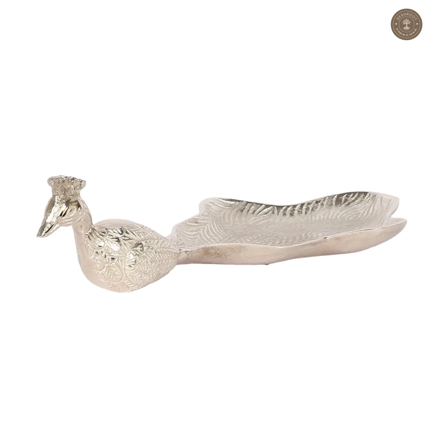Peacock Aluminium Silver Big Gifting Platter