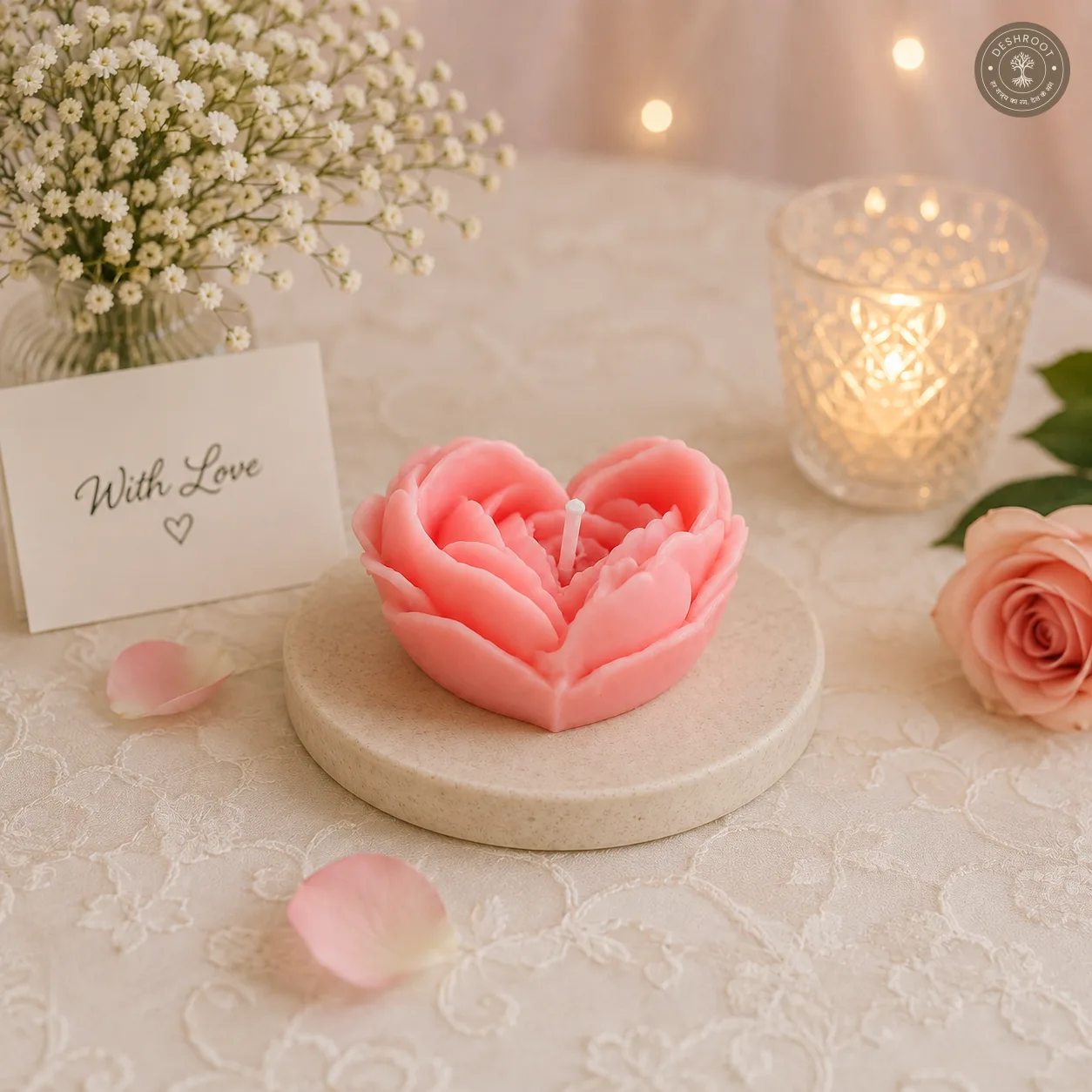 Heart Bloom Decorative Flower Candle