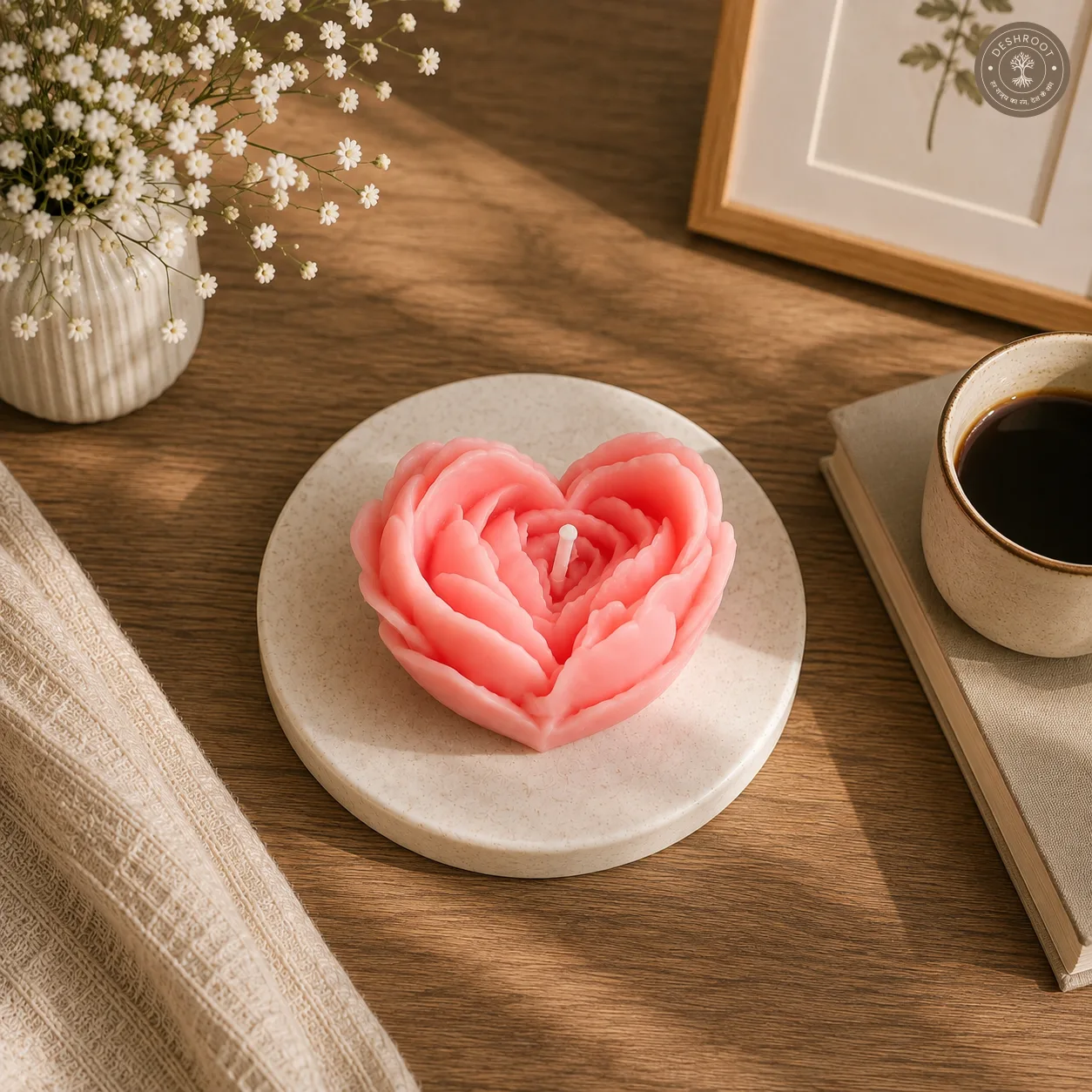 Heart Bloom Decorative Flower Candle