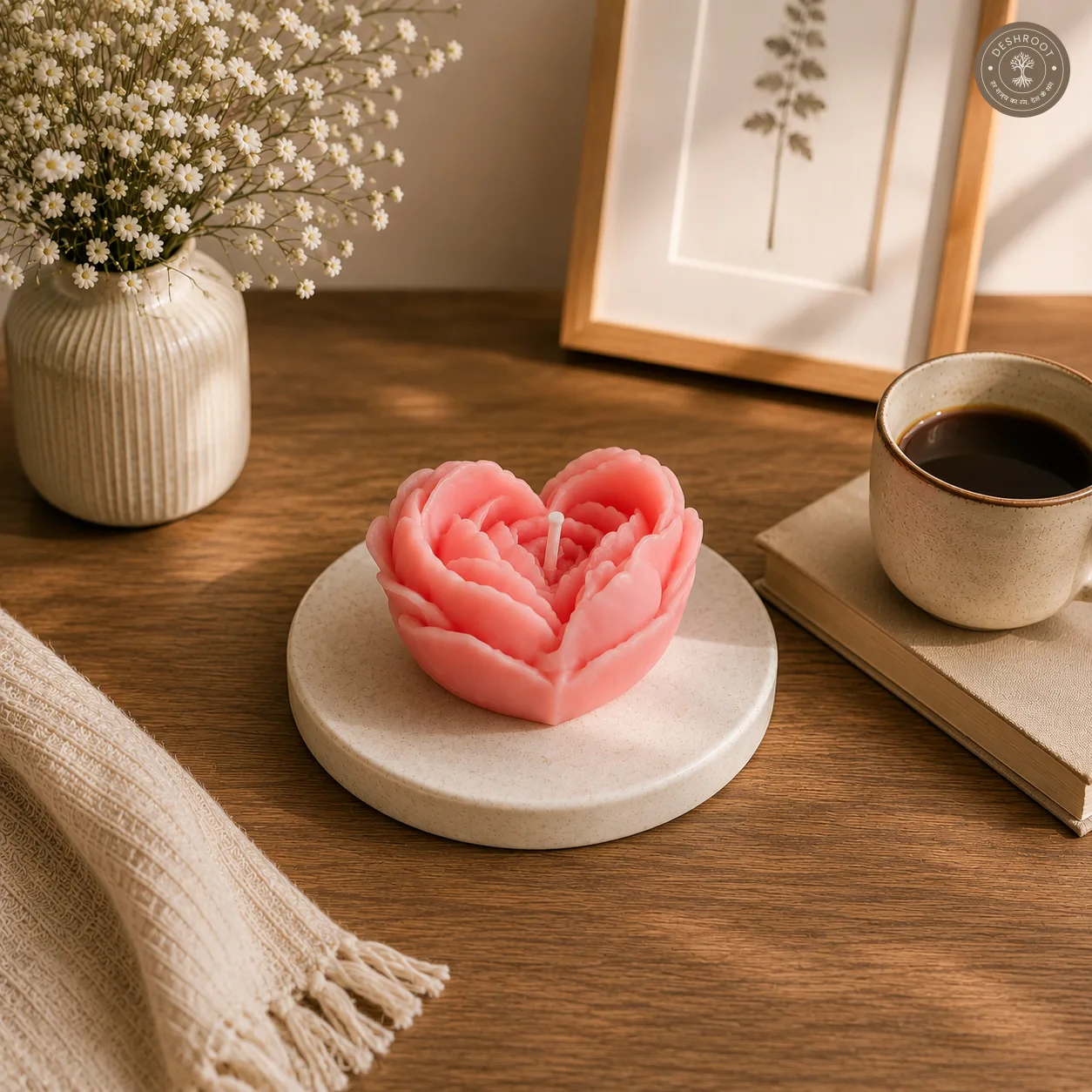 Heart Bloom Decorative Flower Candle