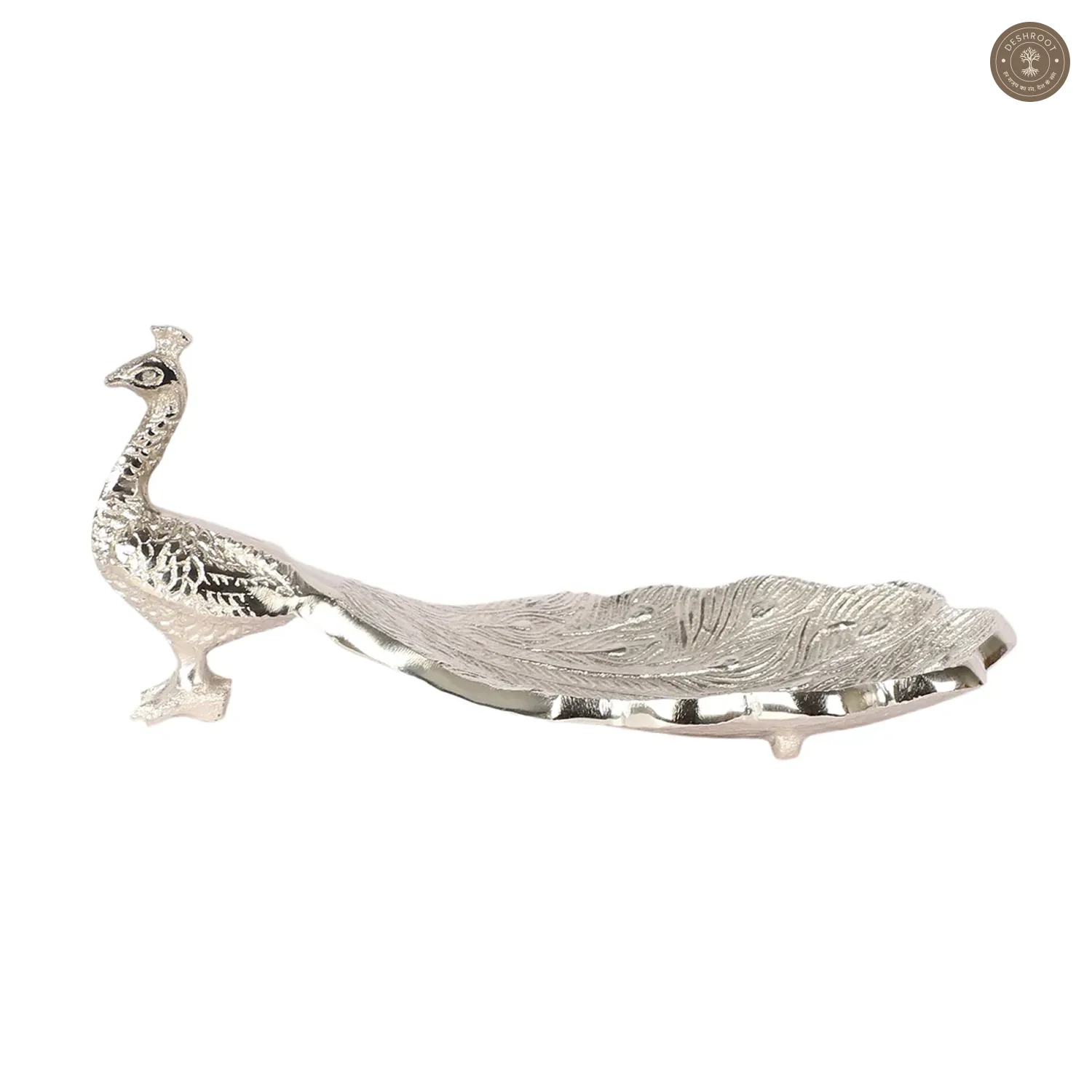 Peacock Aluminium Silver Small Gifting Platter