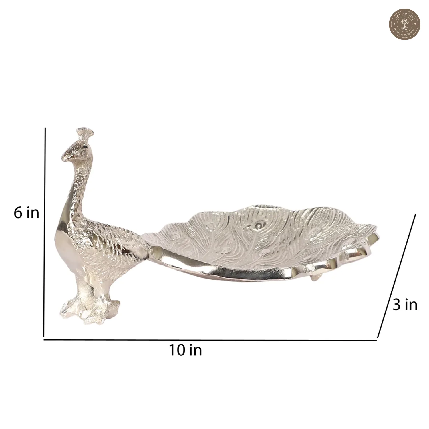 Peacock Aluminium Silver Small Gifting Platter