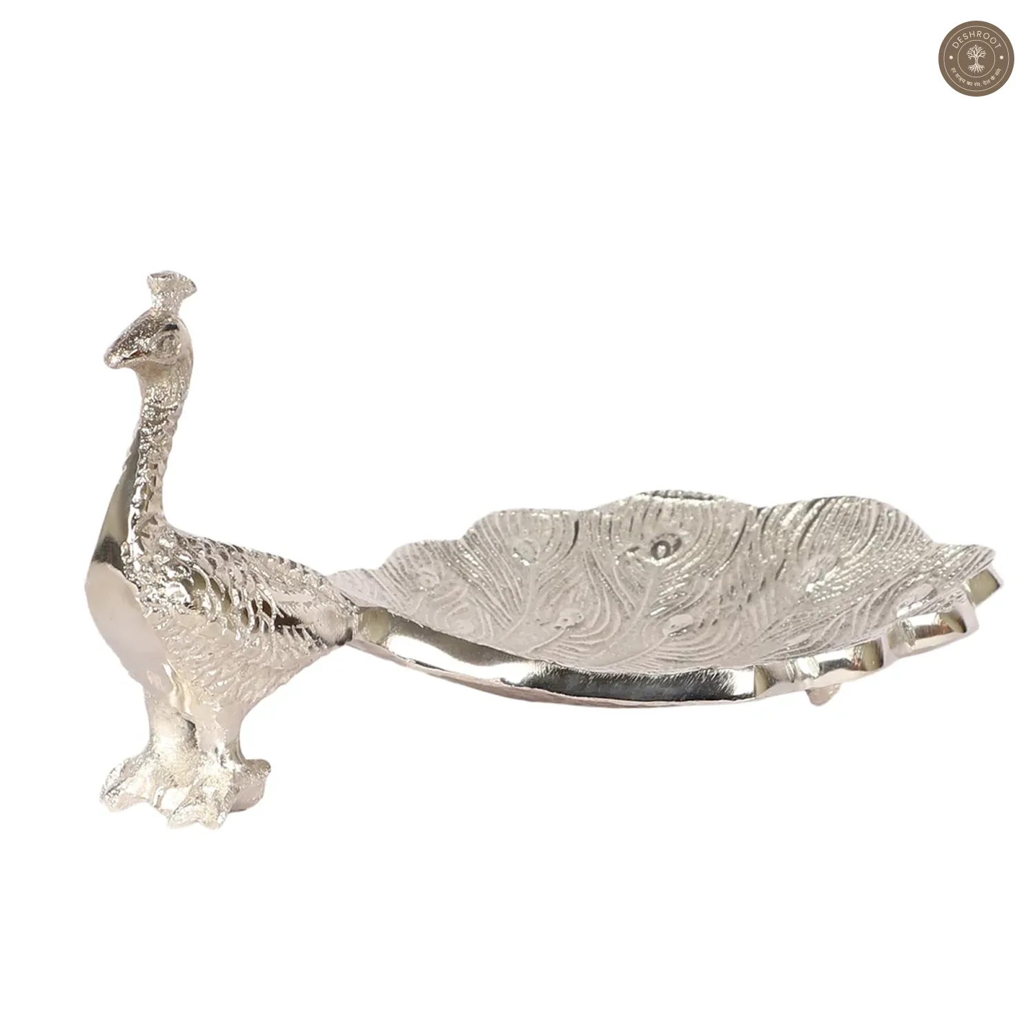 Peacock Aluminium Silver Small Gifting Platter