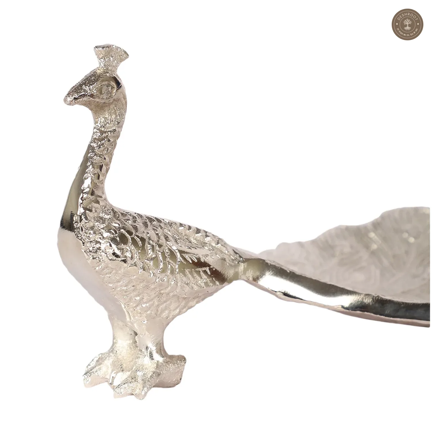 Peacock Aluminium Silver Small Gifting Platter