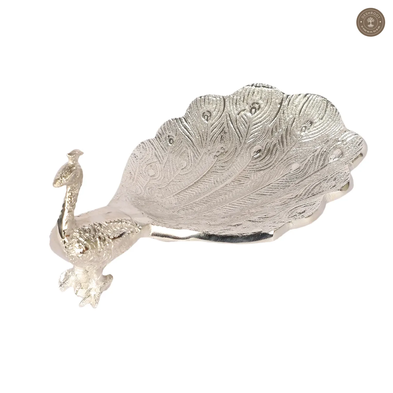 Peacock Aluminium Silver Small Gifting Platter