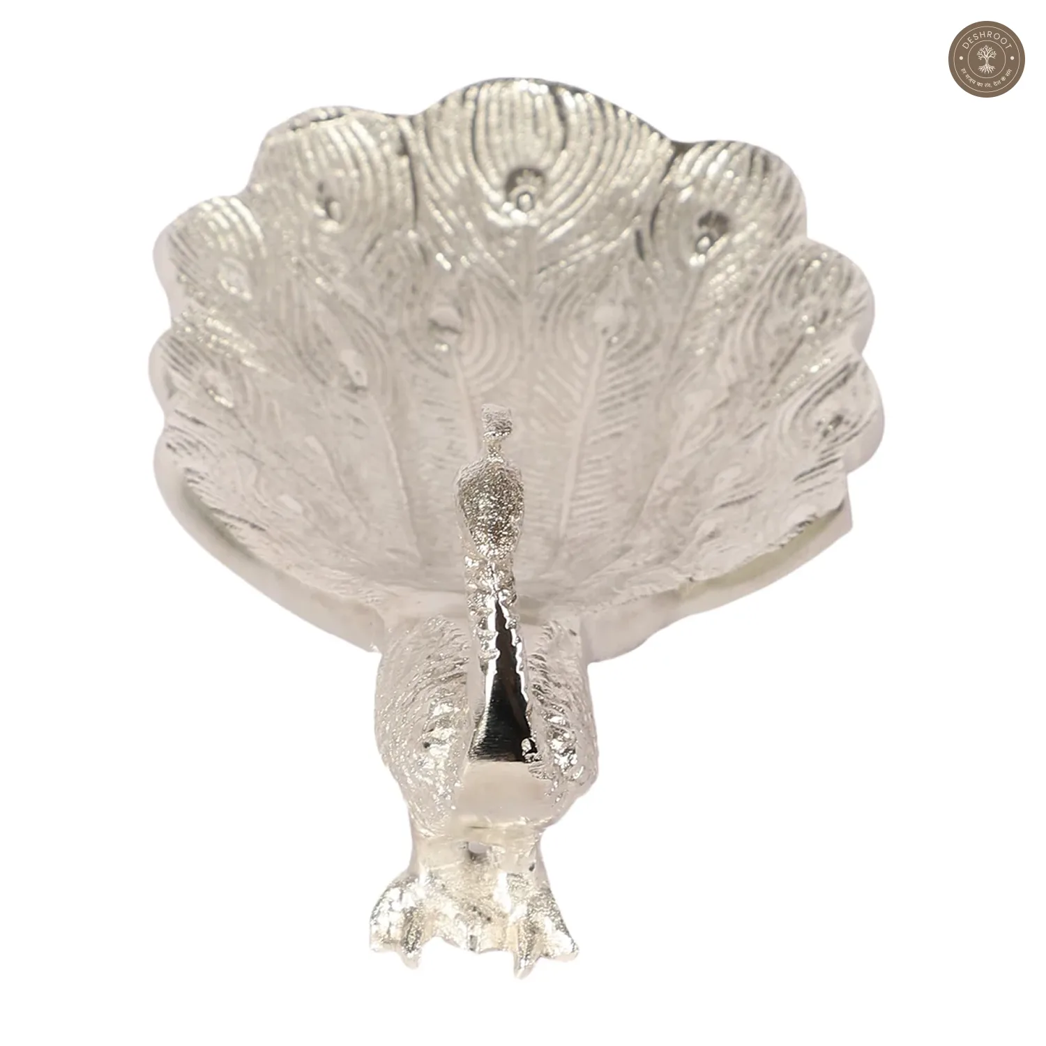 Peacock Aluminium Silver Small Gifting Platter